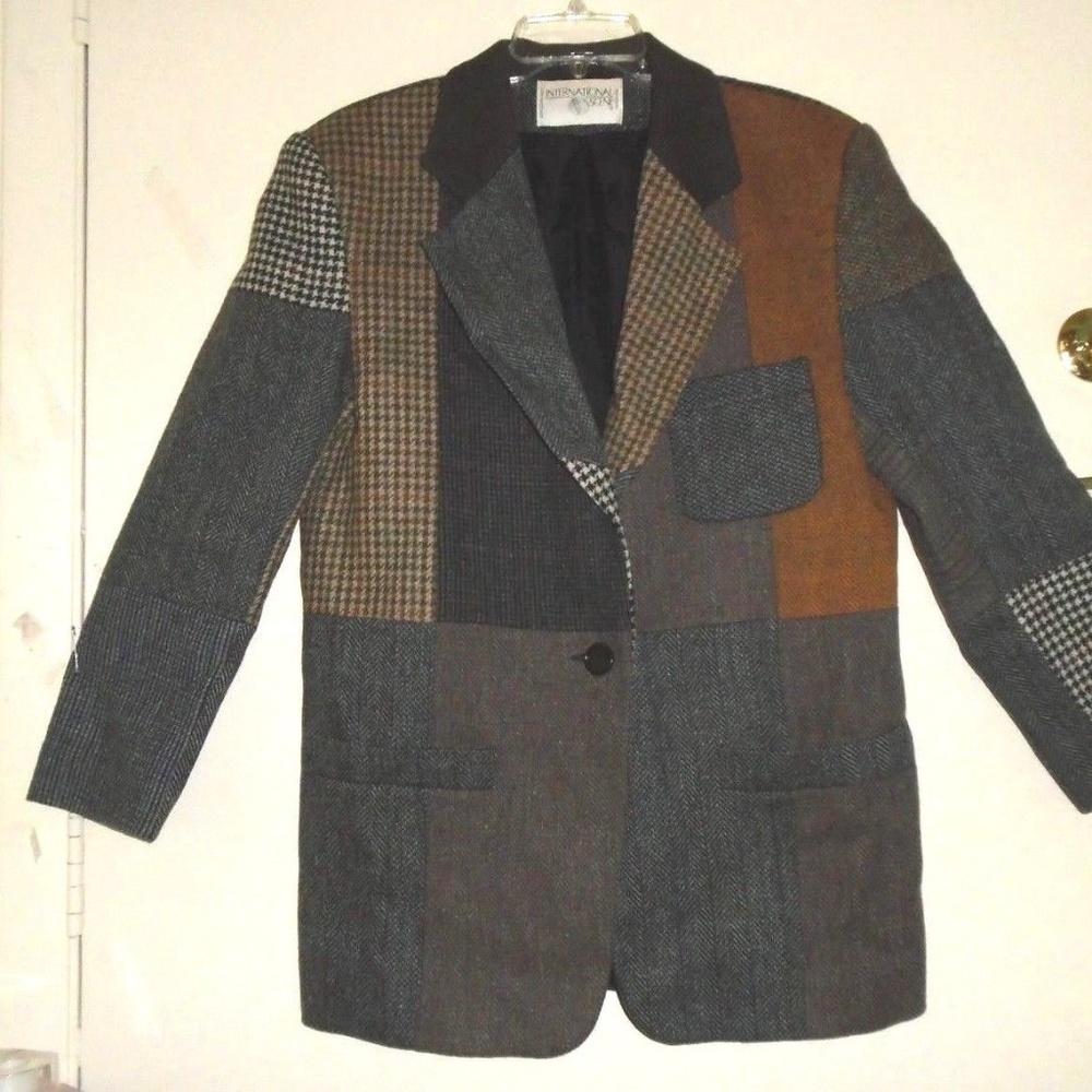 Vintage Rare Patchwork Lined Wool Blazer Jacket - image 2
